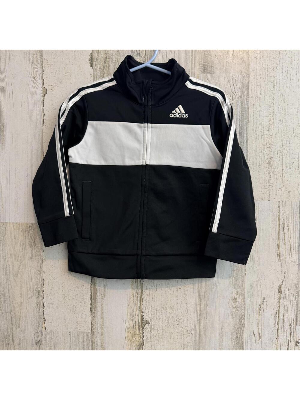 Adidas Toddler 24 Months Track Jacket Black White Full Zip Athletic 3 Stripe